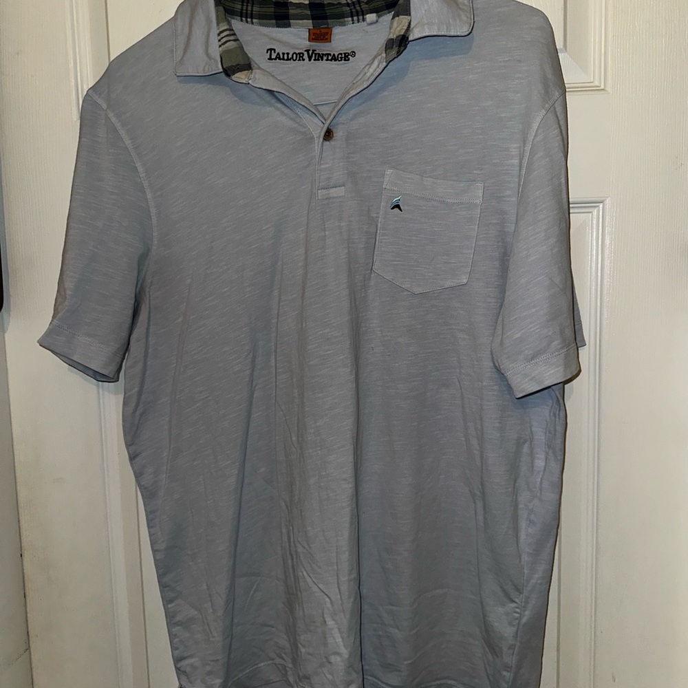 Tailor Vintage Gray Polo Shirt Casual Knit